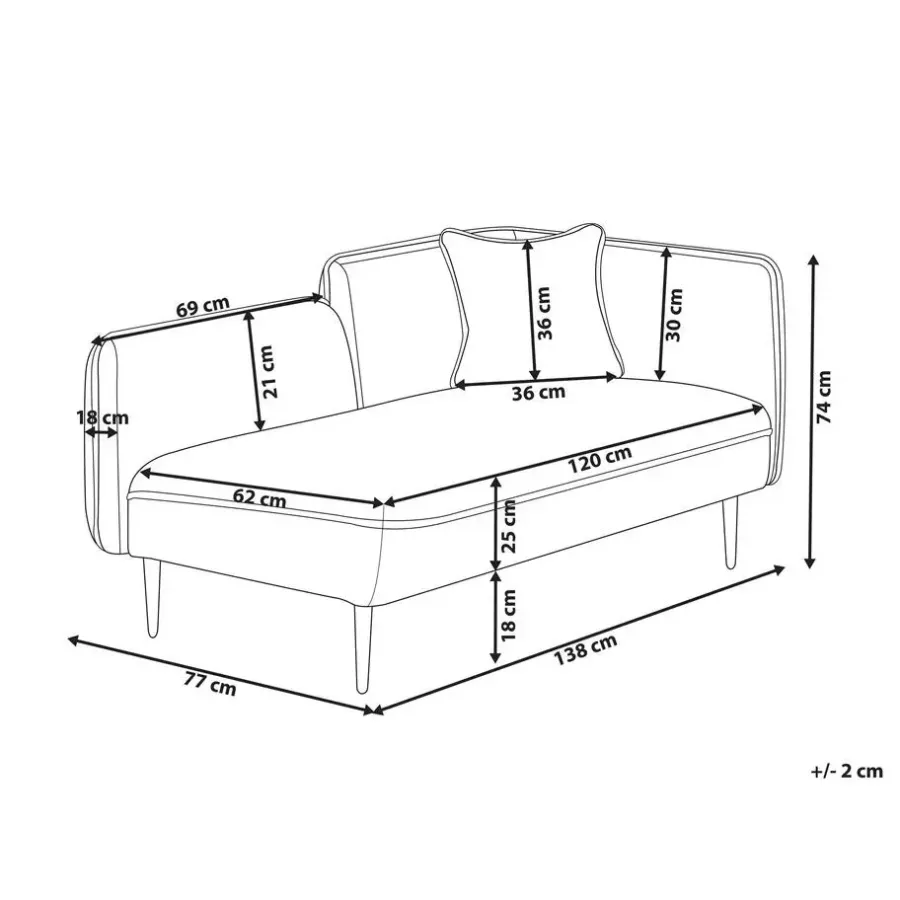 Beliani CHEVANNES - Chaise longue - Donkergrijs - Bouclé
