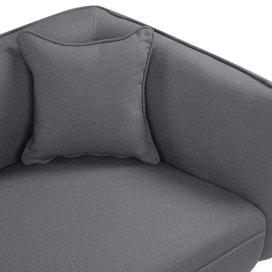 Beliani CHEVANNES - Chaise longue - Donkergrijs - Bouclé