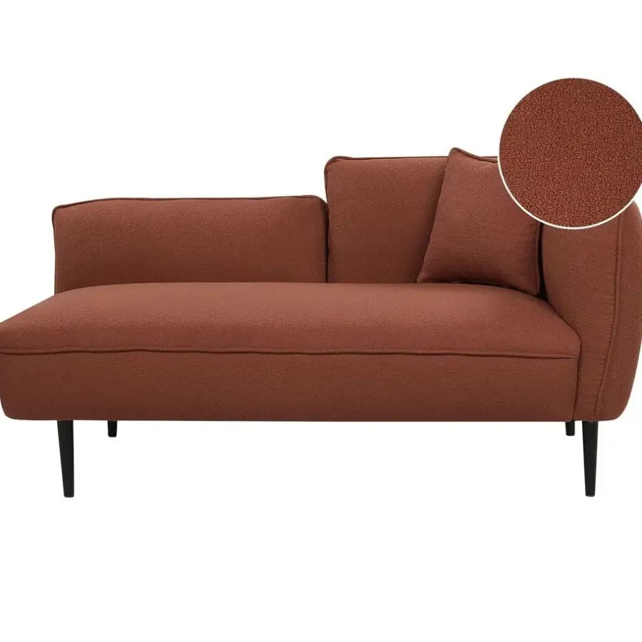 Beliani CHEVANNES - Chaise longue - Donkerrood - Bouclé
