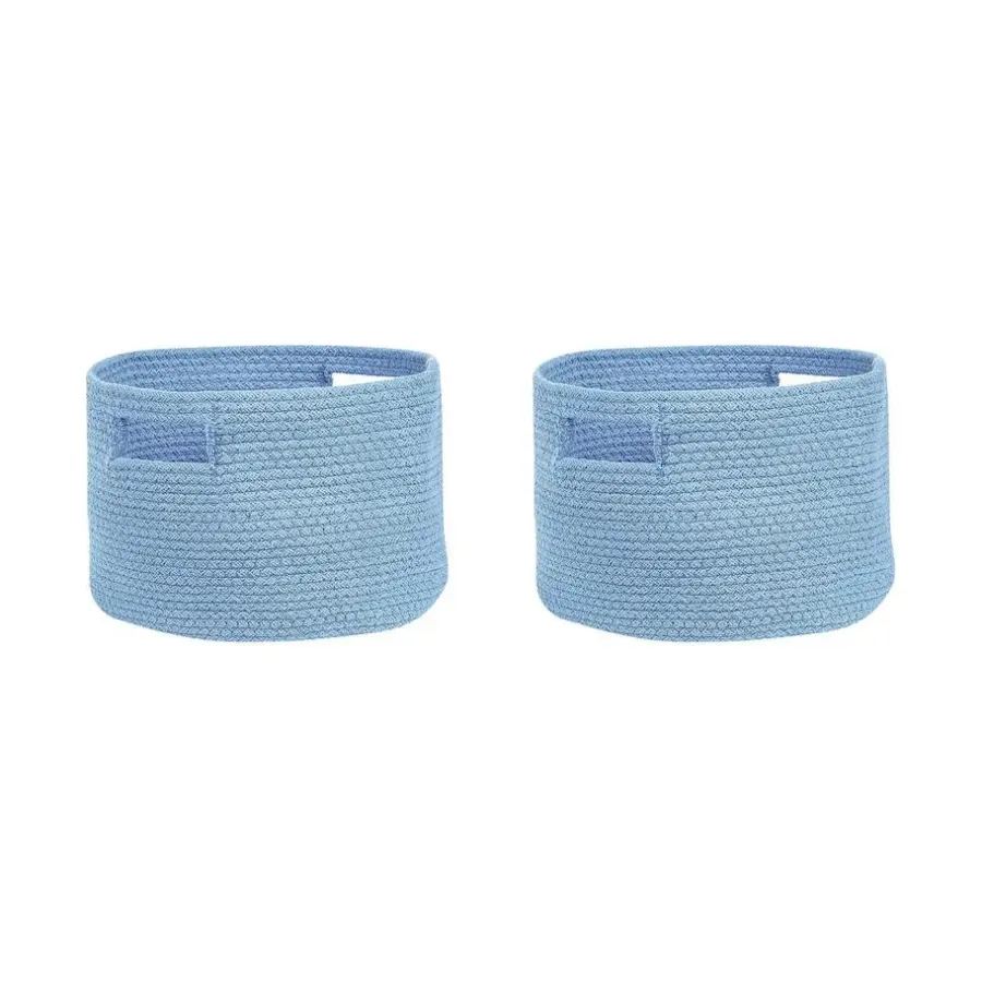 Opbergmanden-Beliani CHINIOT - Mand set van 2 - Blauw - Katoen