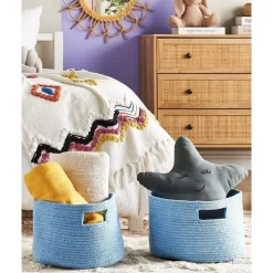 Opbergmanden-Beliani CHINIOT - Mand set van 2 - Blauw - Katoen