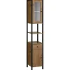 Hoge Kasten-Loft24 Chris - Kast 1 glazen deur, 1 spaanplaatdeur in eiken/zwart