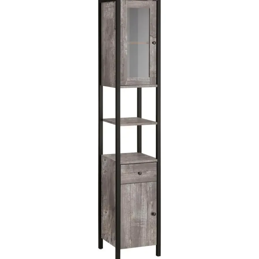 Loft24 Chris - Kast 1 glazen deur, 1 deur, 1 lade in betonnen spaanplaat