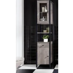 Loft24 Chris - Kast 1 glazen deur, 1 deur, 1 lade in betonnen spaanplaat