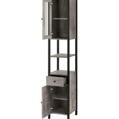 Loft24 Chris - Kast 1 glazen deur, 1 deur, 1 lade in betonnen spaanplaat