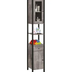 Loft24 Chris - Kast 1 glazen deur, 1 deur, 1 lade in betonnen spaanplaat