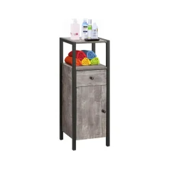 Hoge Kasten-Loft24 Chris - Kast met 1 lade en 2 zwarte spaanplaatdeuren
