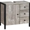 Loft24 Chris - Onderkast 3 laden 1 deur beton/zwarte spaanplaat 60 cm