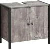 Loft24 Chris - Onderkast met 2 deuren van beton/zwarte spaanplaat 60 cm