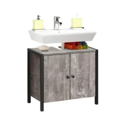 Loft24 Chris - Onderkast met 2 deuren van beton/zwarte spaanplaat 60 cm