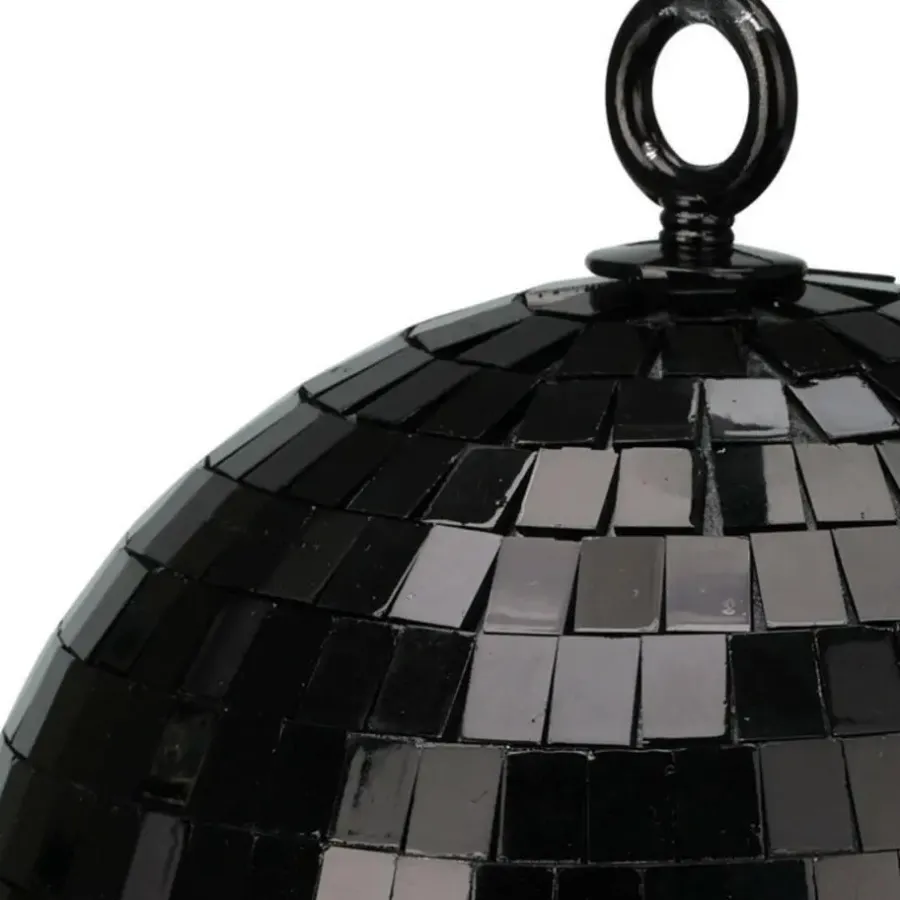Kerstballen-Christmas Decoration kerstbal - disco - 1x - zwart - 18 cm