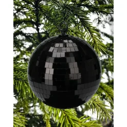 Kerstballen-Christmas Decoration kerstbal - disco - 1x - zwart - 18 cm