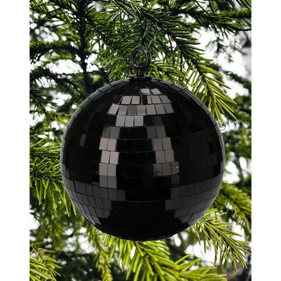 Kerstballen-Christmas Decoration kerstbal - disco - 1x - zwart - 18 cm