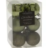 Christmas Decoration Kerstballen - 12st - kunststof - groen - 6 cm