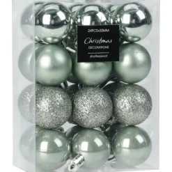 Kerstballen|Kerstdecoratie-Christmas Decoration Kerstballen - 16x - groen - 5 cm - kunststof