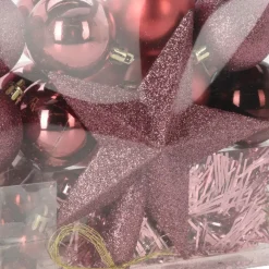 Christmas Decoration s kerstballen set - 54-dlg - roze - kunststof