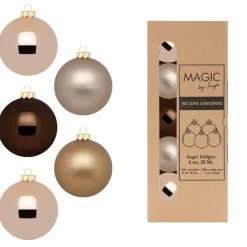 Inge-glas Christmas Goods Kerstballen - 20x stuks - bruin - glas - 6 cm