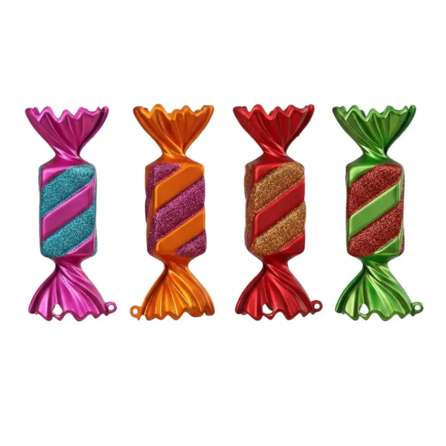 Inge-glas Christmas goods Kersthangers - 4x - snoepjes - gekleurd - 10.5 cm