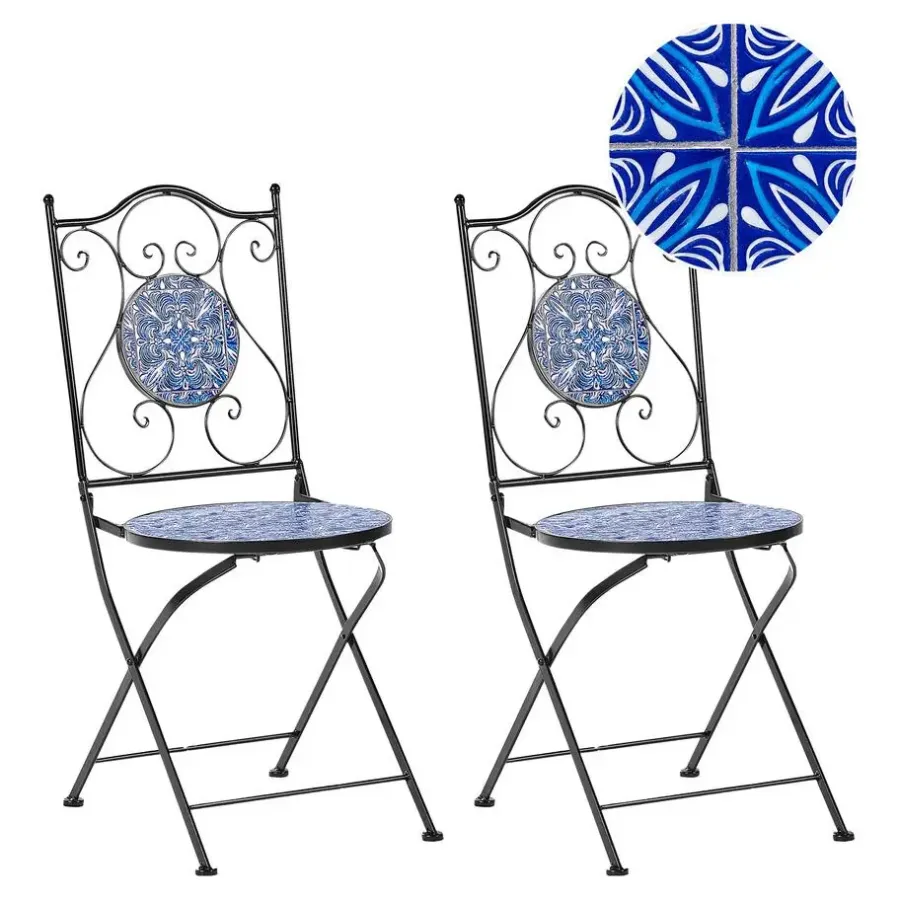 Bistro- & Balkonsets-Beliani CIGLIANO - Tuinstoel set van 2 - Zwart - Metaal