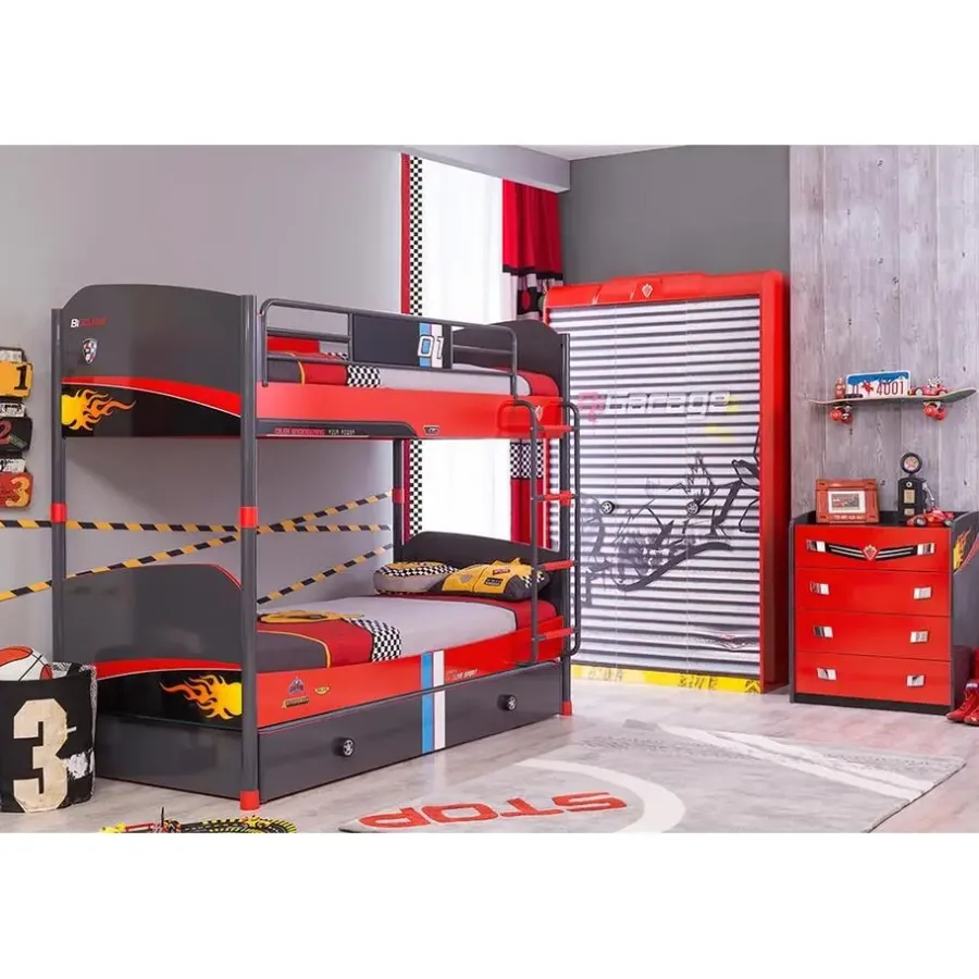 Leen Bakker Cilek - Champion Racer - Commode - Kinderladekast - Auto - 42x74x87 cm - Rood