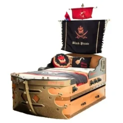 Kinderbedden-Merkloos Cilek Black Pirate schipbed voor de jongenskamer