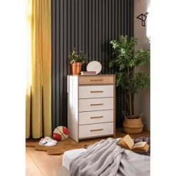 Leen Bakker Cilek Modera hoge ladekast wit houtlook