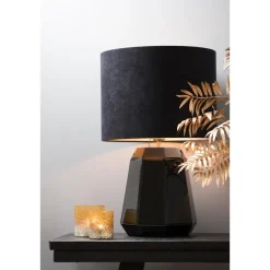 Lampenkappen-Light & Living Cilinder Lampenkap Velours - Zwart - Ø40x30cm