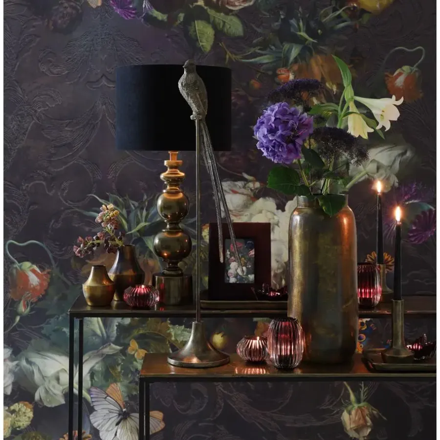 Lampenkappen-Light & Living Cilinder Lampenkap Velours - Zwart - Ø40x30cm