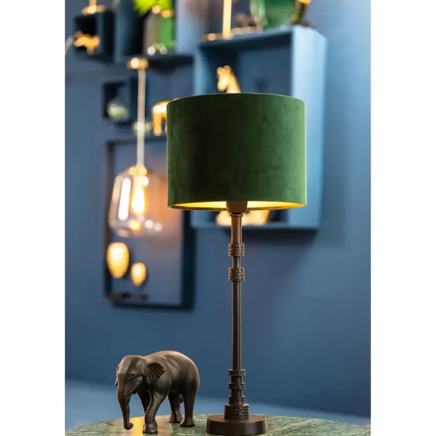Lampenkappen-Light & Living Cilinder Lampenkap Velours - Dutch Green - Ø30x21cm
