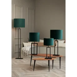 Lampenkappen-Light & Living Cilinder Lampenkap Velours - Dutch Green - Ø30x21cm