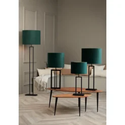 Lampenkappen-Light & Living Cilinder Lampenkap Velours - Dutch Green - Ø30x21cm