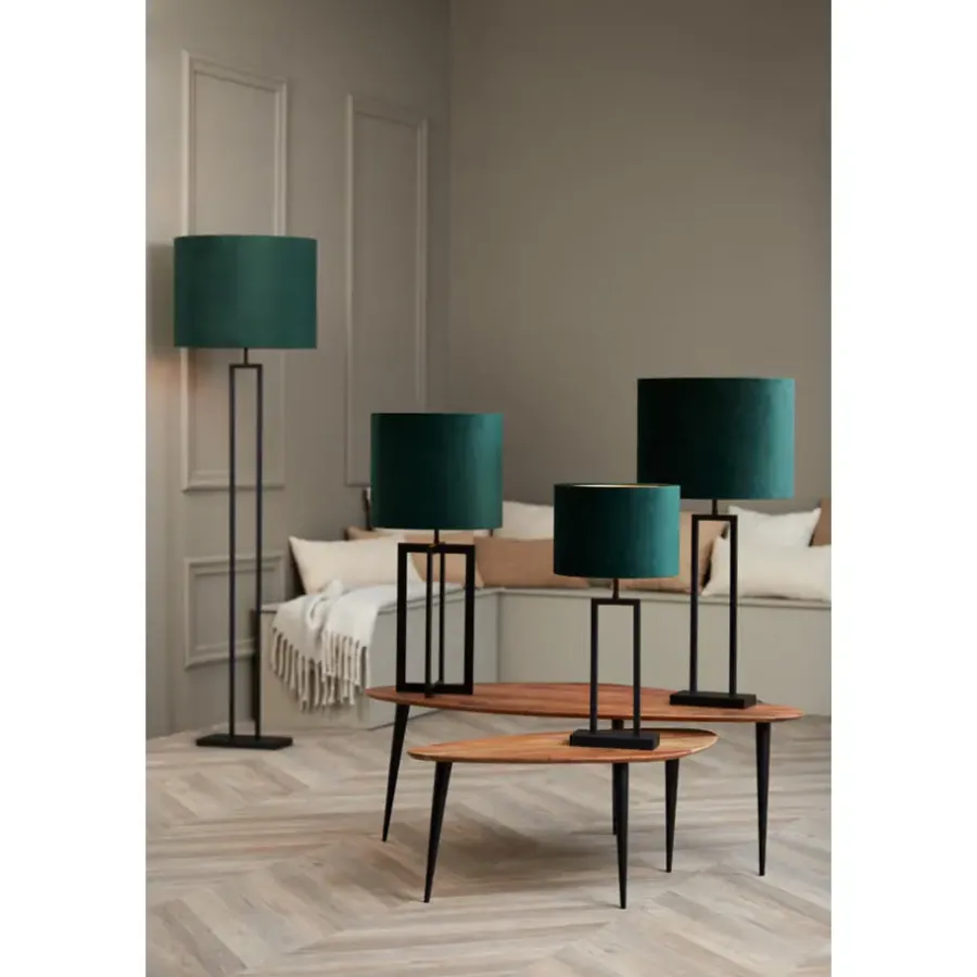 Lampenkappen-Light & Living Cilinder Lampenkap Velours - Dutch Green - Ø30x21cm