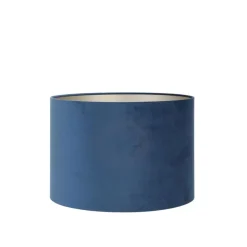 Lampenkappen-Light & Living Cilinder Lampenkap Velours - Petrol Blue - Ø40x30cm