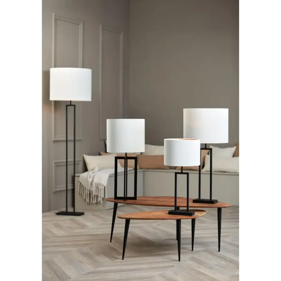 Lampenkappen-Light & Living Cilinder Lampenkap Velours - Wit - Ø30x21cm