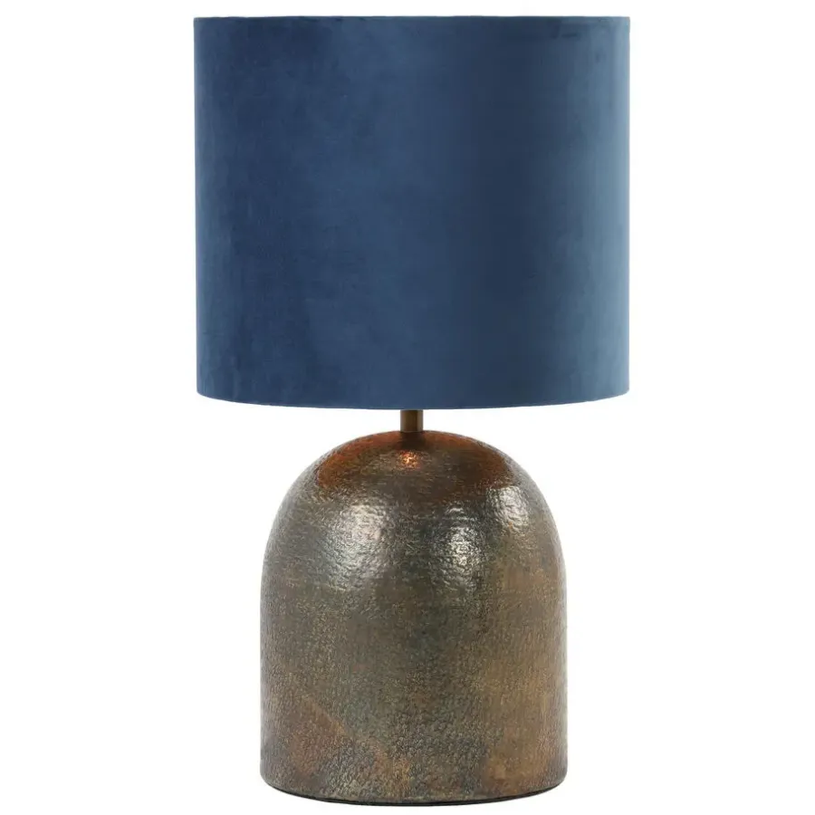 Light & Living Cilinder Lampenkap Velours - Petrol Blue - Ø35x30cm