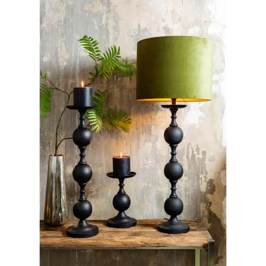 Light & Living Cilinder Lampenkap Velours - Olive Green - Ø30x21cm