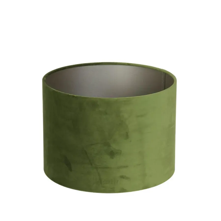 Light & Living Cilinder Lampenkap Velours - Olive Green - Ø30x21cm