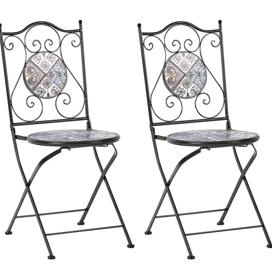 Bistro- & Balkonsets-Beliani CIVITA - Tuinstoel set van 2 - Zwart - Metaal