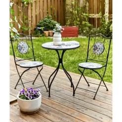 Bistro- & Balkonsets-Beliani CIVITA - Tuinstoel set van 2 - Zwart - Metaal