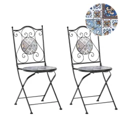 Bistro- & Balkonsets-Beliani CIVITA - Tuinstoel set van 2 - Zwart - Metaal