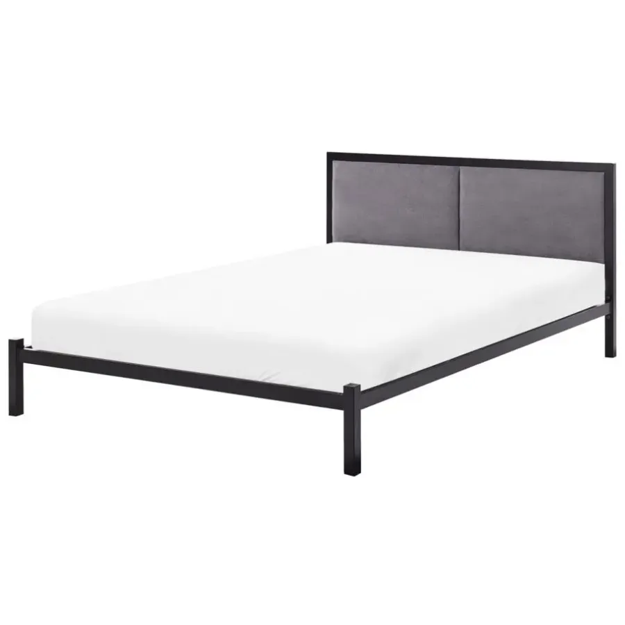 Beliani CLAMART - Tweepersoonsbed - Zwart/Grijs - 140 x 200 cm - Metaal
