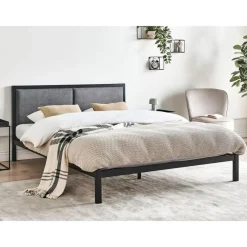 Beliani CLAMART - Tweepersoonsbed - Zwart/Grijs - 140 x 200 cm - Metaal