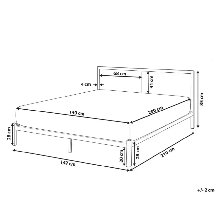Beliani CLAMART - Tweepersoonsbed - Zwart/Grijs - 140 x 200 cm - Metaal