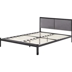 Beliani CLAMART - Tweepersoonsbed - Zwart/Grijs - 140 x 200 cm - Metaal