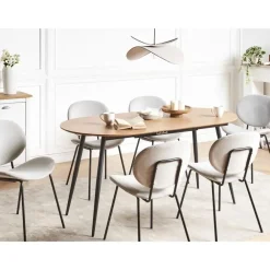 Ronde Eettafels-Beliani CLAVET - Uitschuifbare eettafel - Lichtbruin - MDF