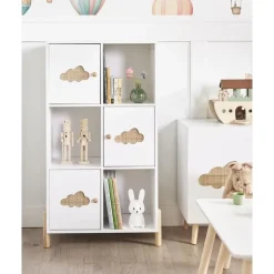 Leen Bakker CLOUDY - Boekenkast - Wit/Lichthout - MDF