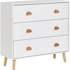 Leen Bakker CLOUDY - Commode - Wit/Lichthout - MDF