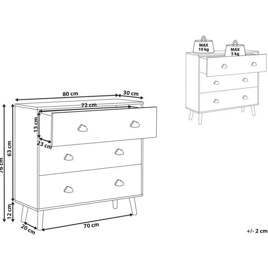 Leen Bakker CLOUDY - Commode - Wit/Lichthout - MDF