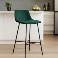 CLP Barkruk Altona zwart Frame - Fluweel - groen