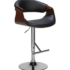 CLP Barkruk Foley chroom Frame - Kunstleer - walnoot/zwart